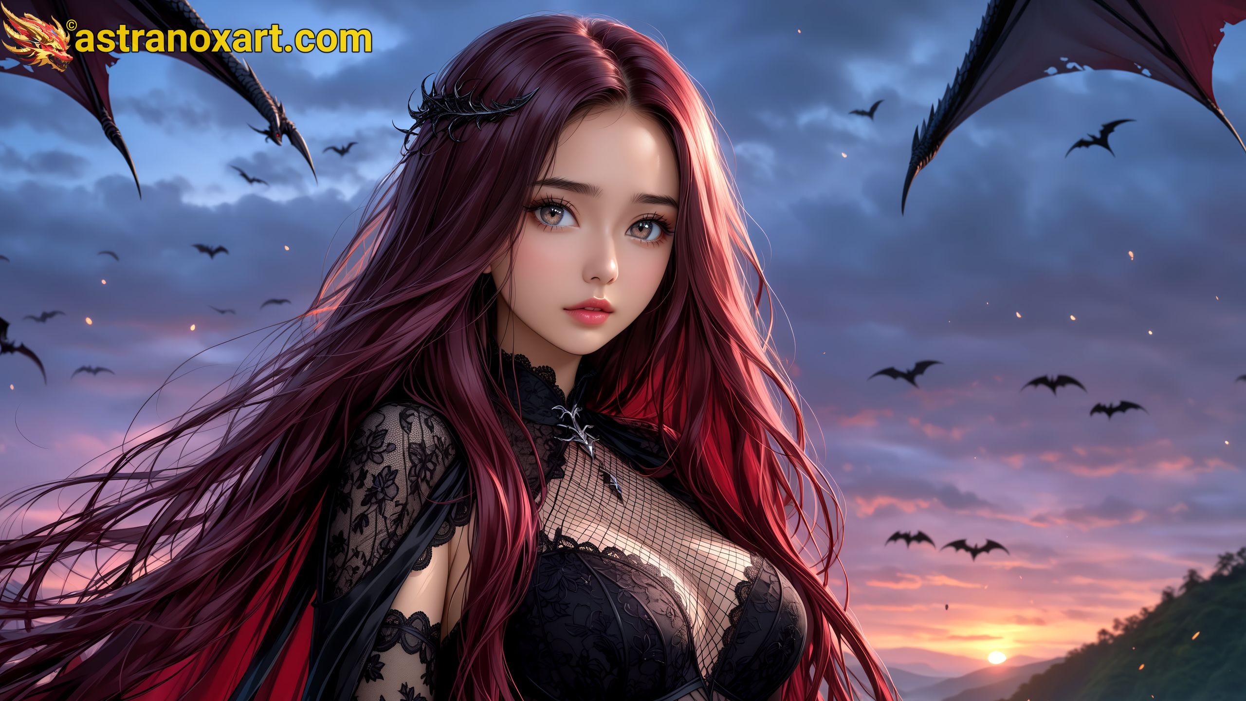 Amazing Young Female  at  - Download Free 4K Wallpaper Fantasy wallpaper with  Eyes and  Hair.