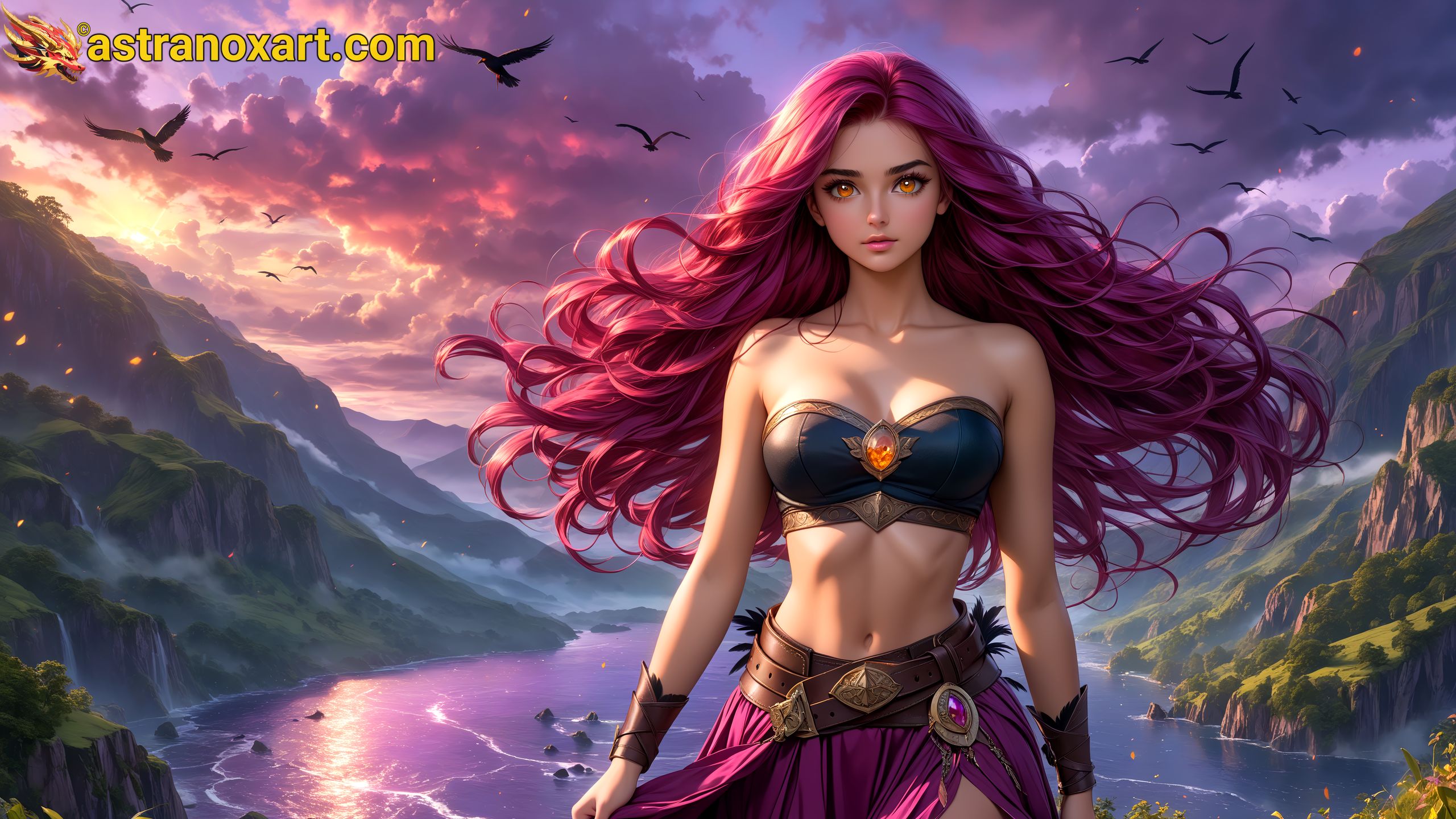 Amazing Young Female  at  - Download Free 4K Wallpaper Fantasy wallpaper with  Eyes and  Hair.