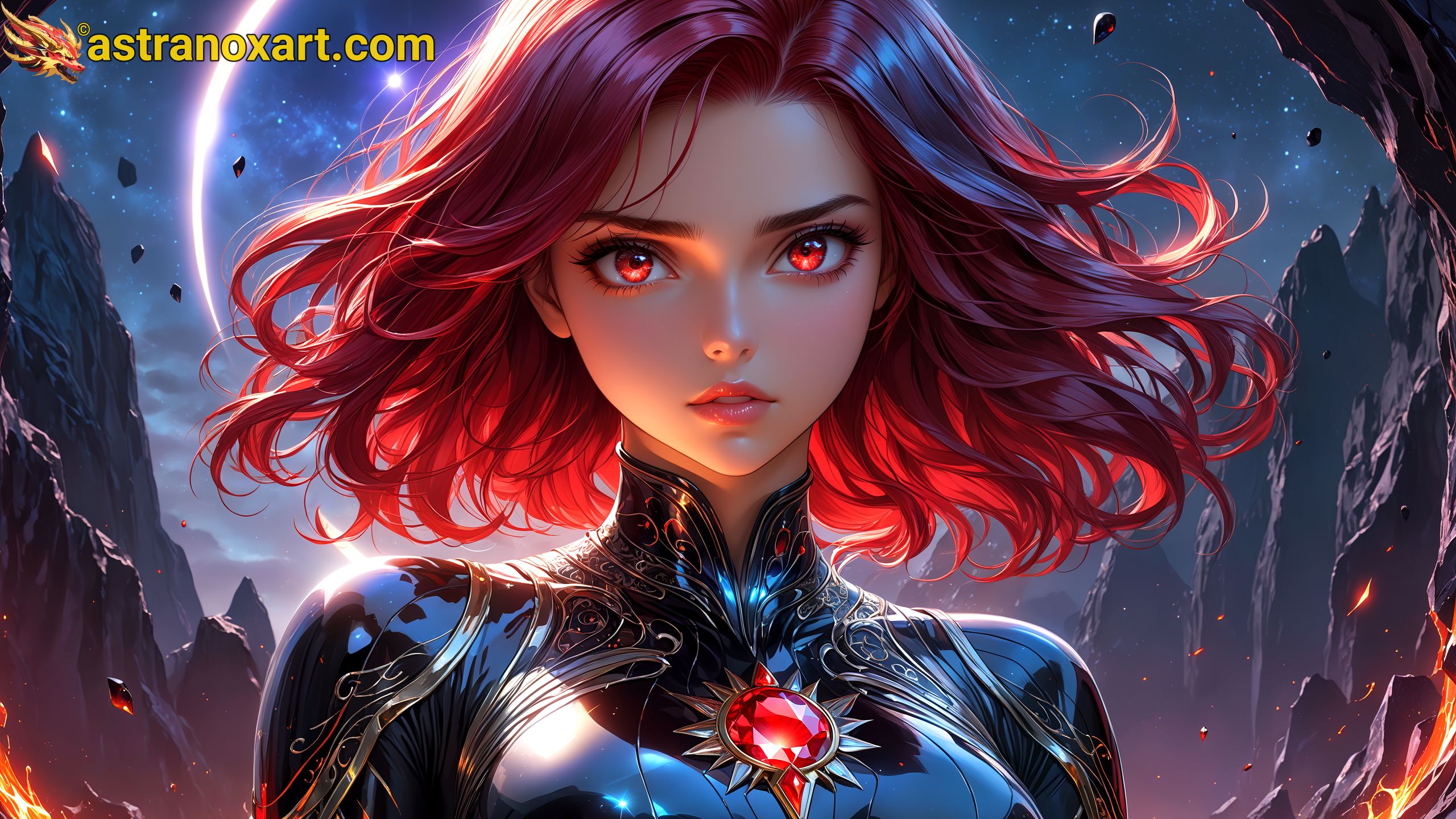 Amazing Young Female  at  - Download Free 4K Wallpaper Fantasy wallpaper with  Eyes and  Hair.