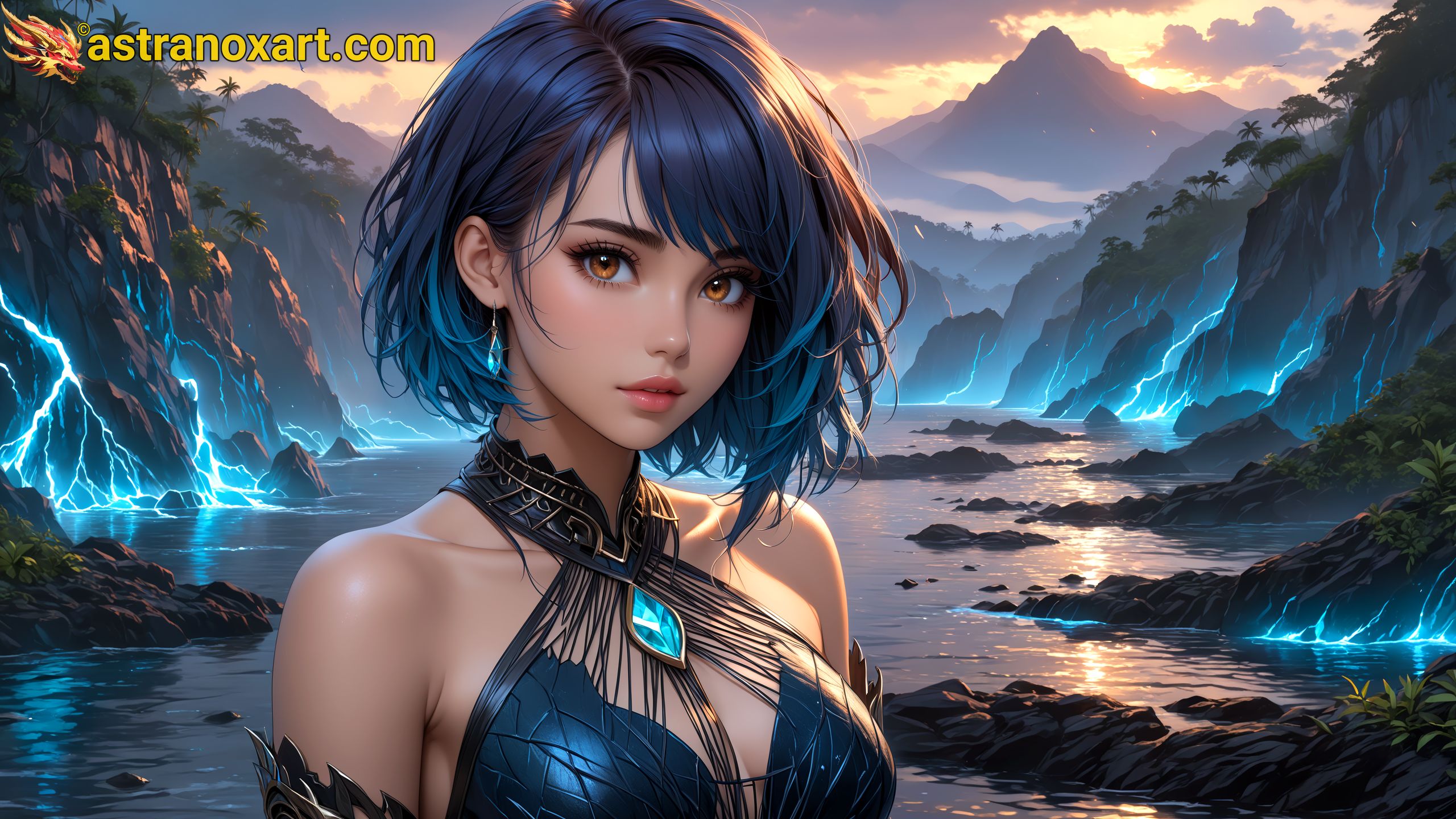 Amazing Young Female  at  - Download Free 4K Wallpaper Fantasy wallpaper with  Eyes and  Hair.