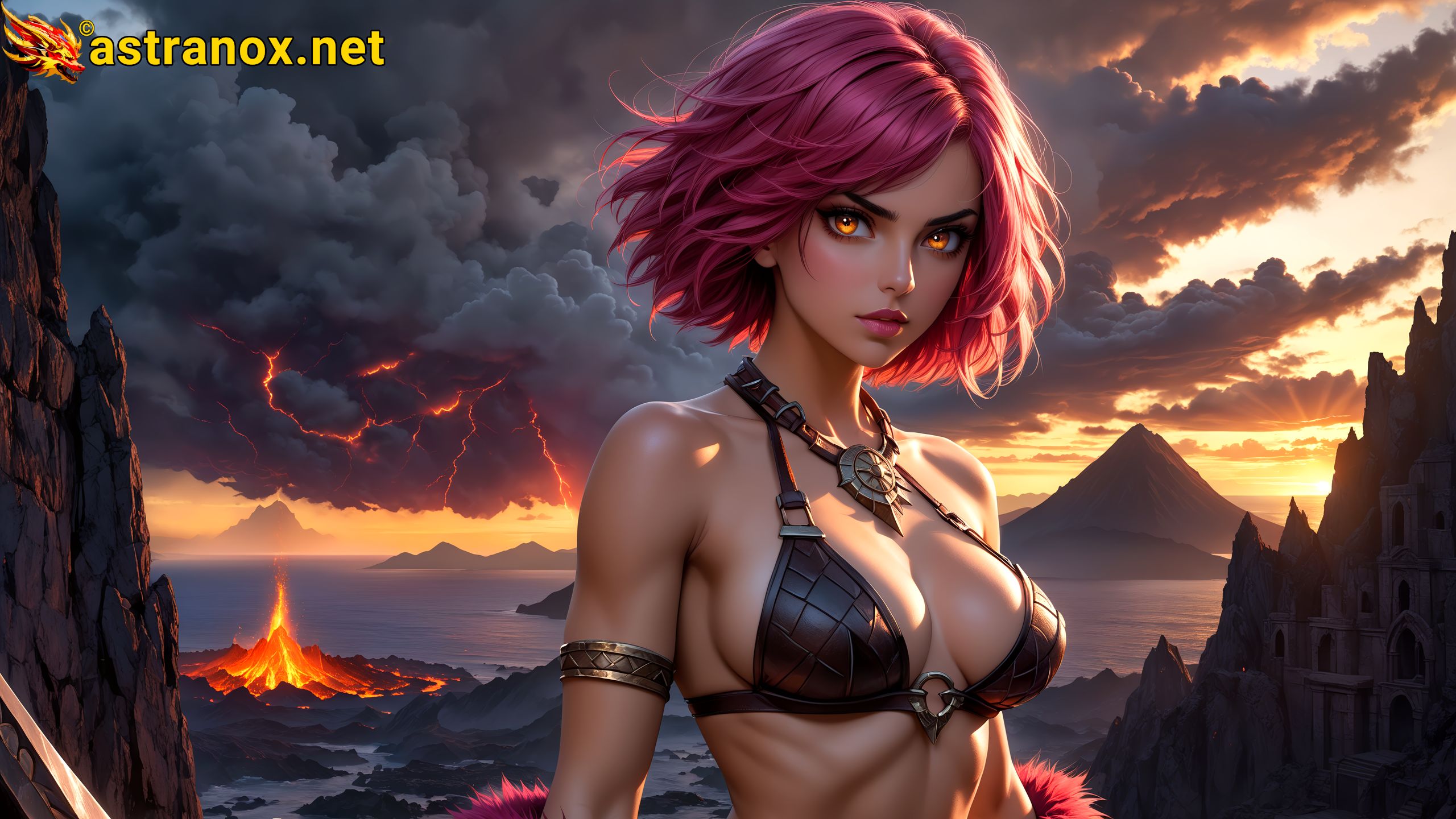 Amazing Young Female  at  - Download Free 4K Wallpaper Fantasy wallpaper with  Eyes and  Hair.