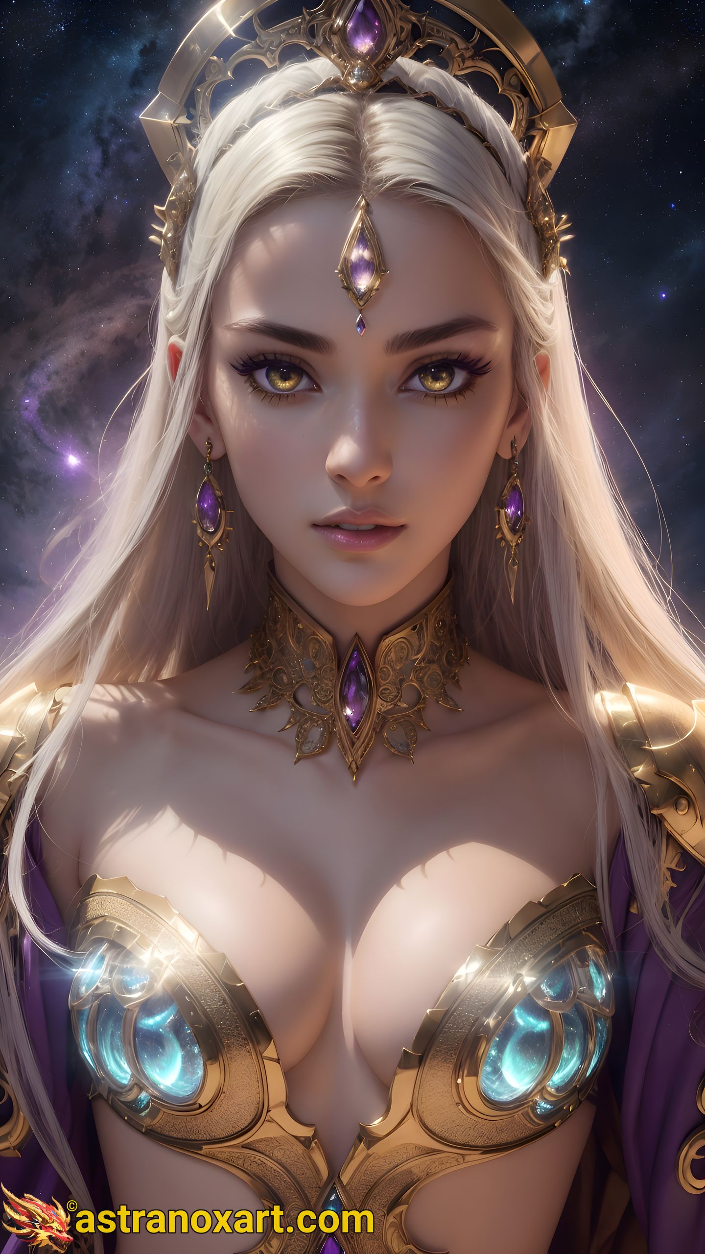 Enchanting arcanist in a golden outfit - 4K fantasy wallpaper. Astranox Art