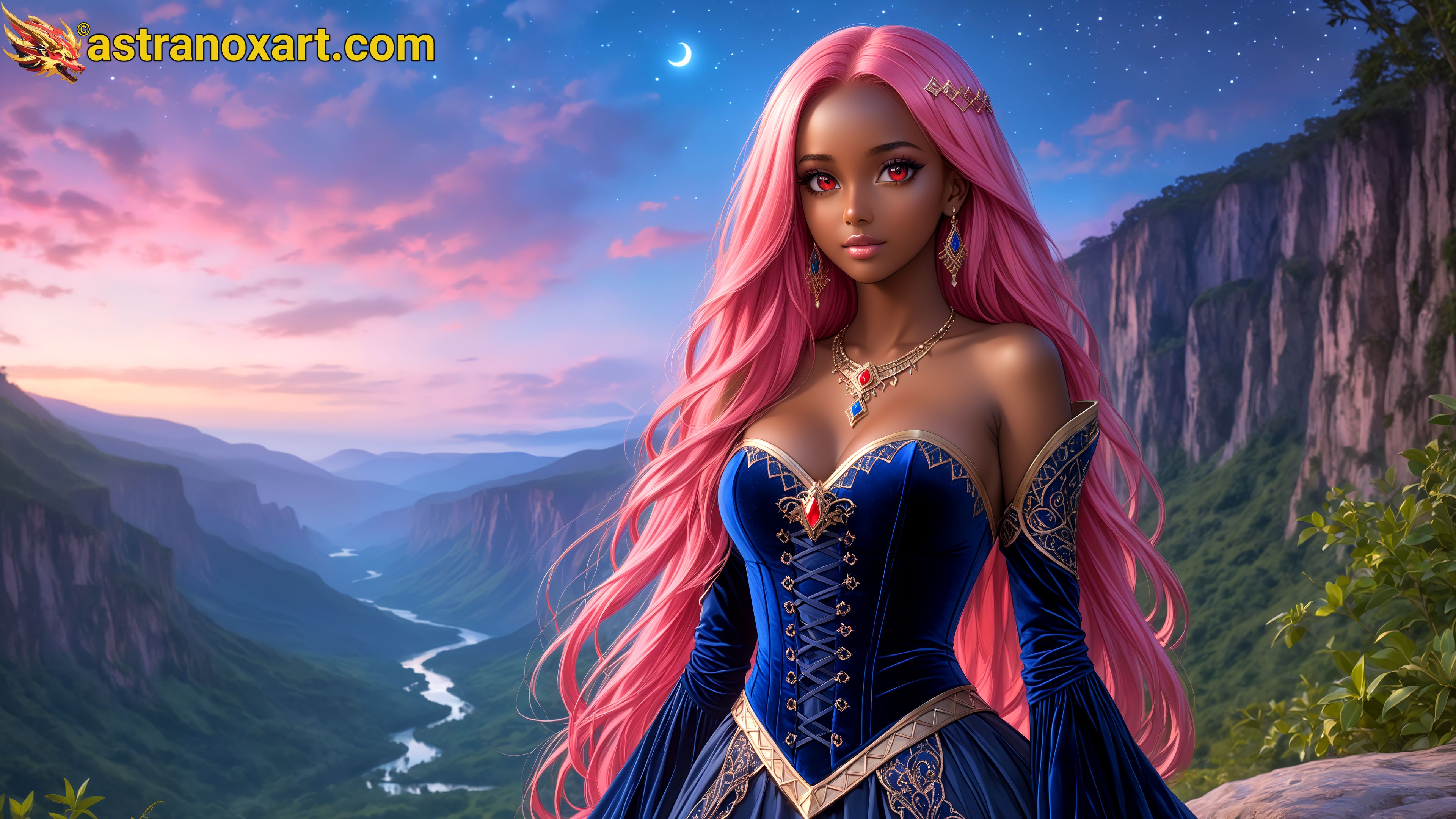 Amazing Young Female  at  - Download Free 4K Wallpaper Fantasy wallpaper with  Eyes and  Hair.