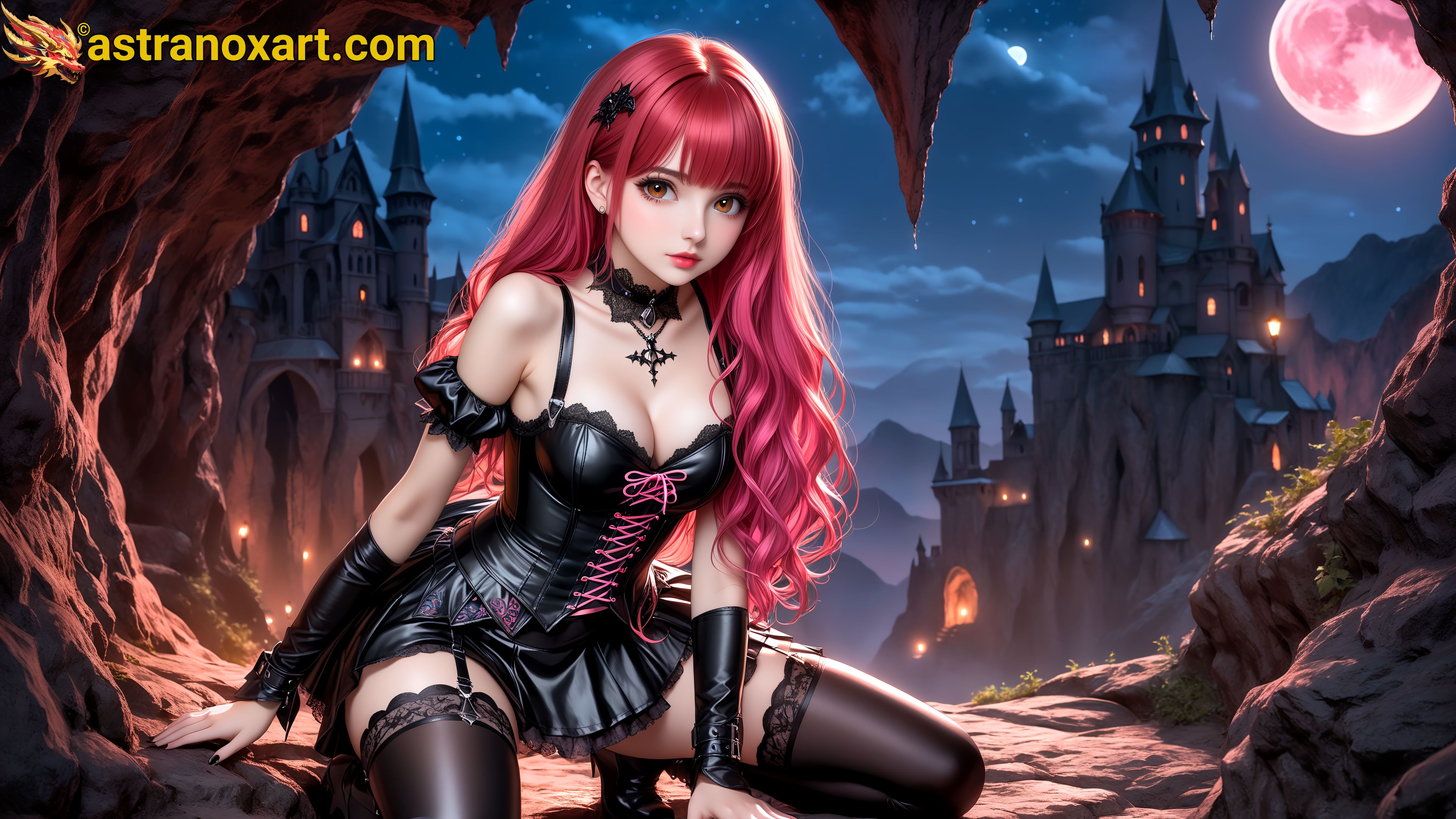 Amazing Young Female  at  - Download Free 4K Wallpaper Fantasy wallpaper with  Eyes and  Hair.