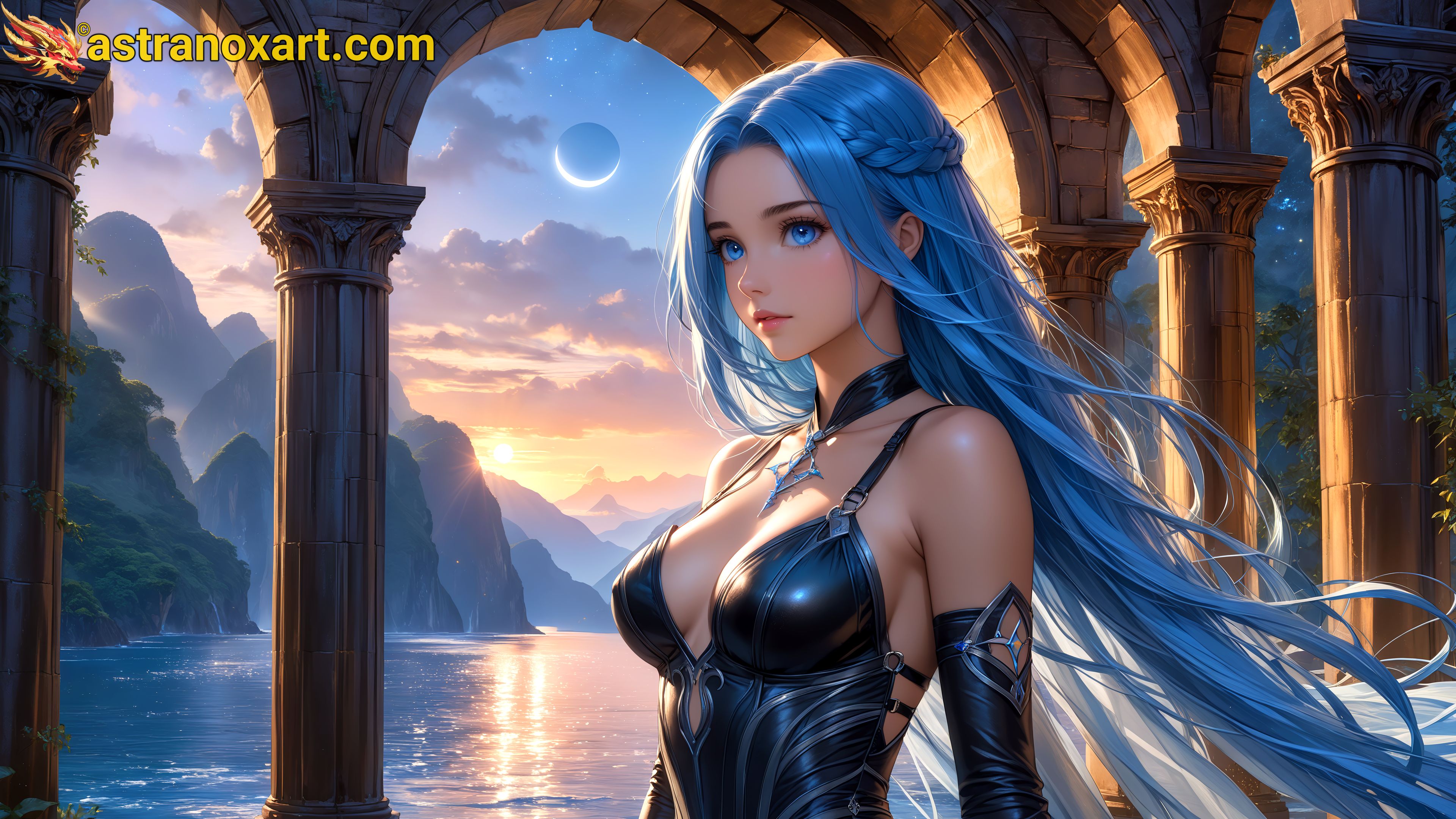 Amazing Young Female  at  - Download Free 4K Wallpaper Fantasy wallpaper with  Eyes and  Hair.