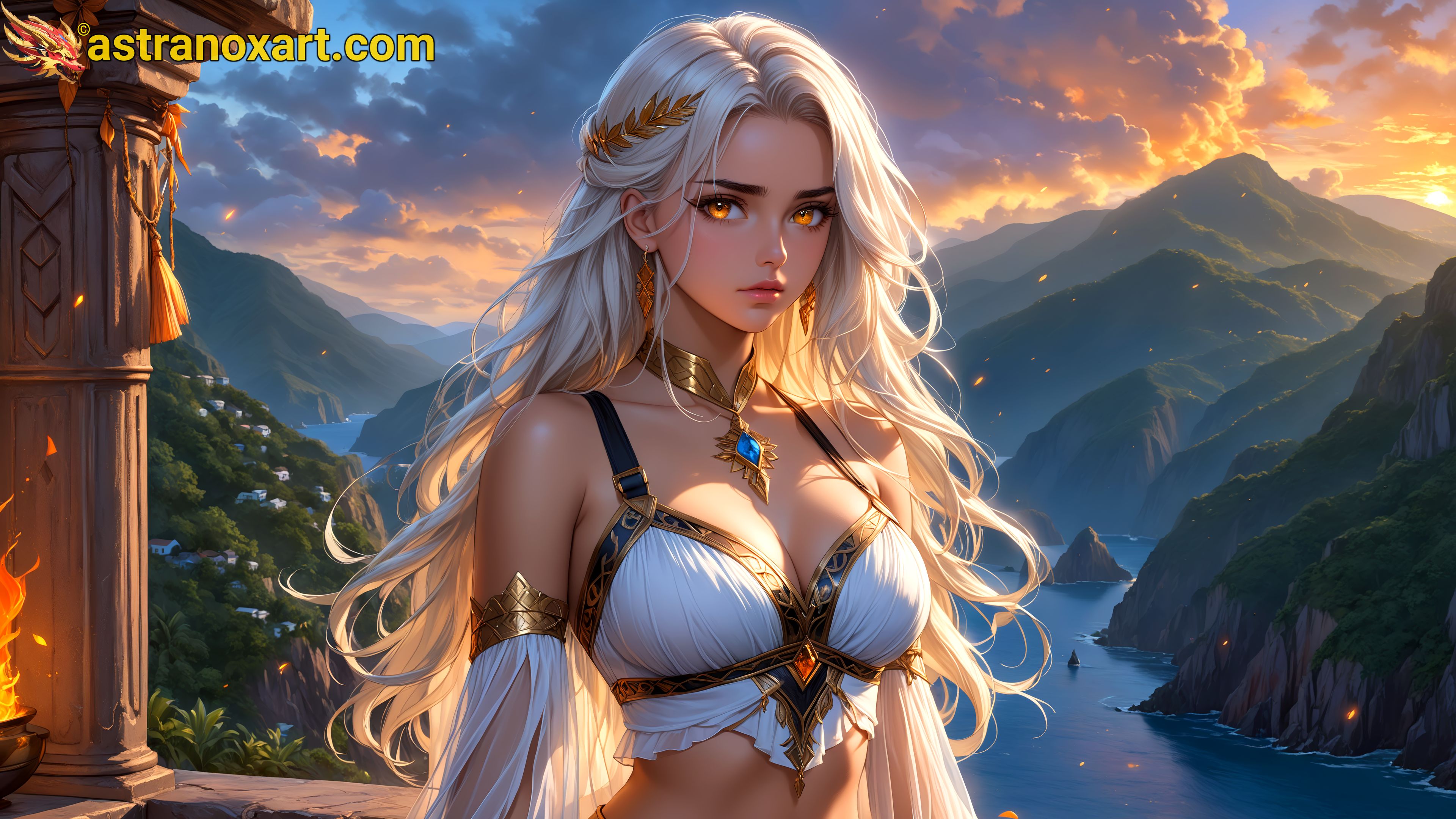 Amazing Young Female  at  - Download Free 4K Wallpaper Fantasy wallpaper with  Eyes and  Hair.