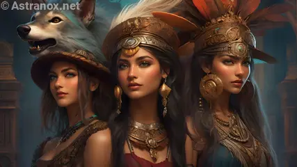 Enchanting 4K Wallpaper: Three captivating female characters in a mesmerizing scene