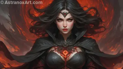 Blood Portal: A powerful 4K wallpaper featuring a female necromancer with a blood portal to an otherworldly realm.